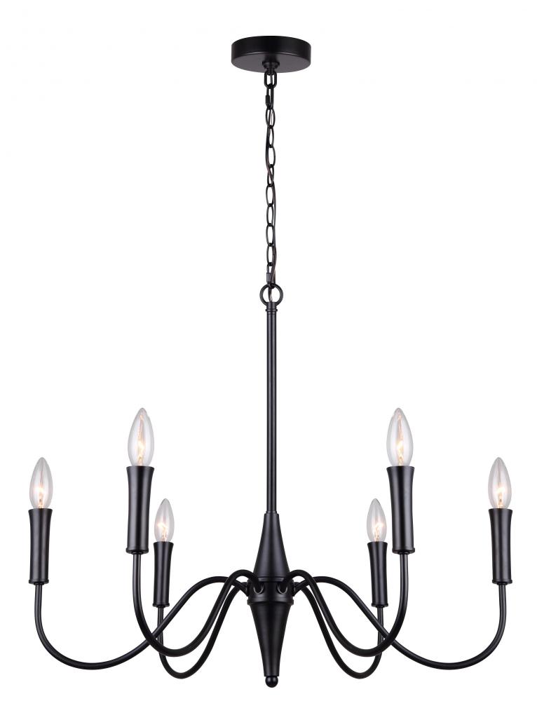 BRIELLE, ICH1103A06BK, MBK Color, Include PGD Sleeves, 6 Lt Chain Chandelier, 60W Type C