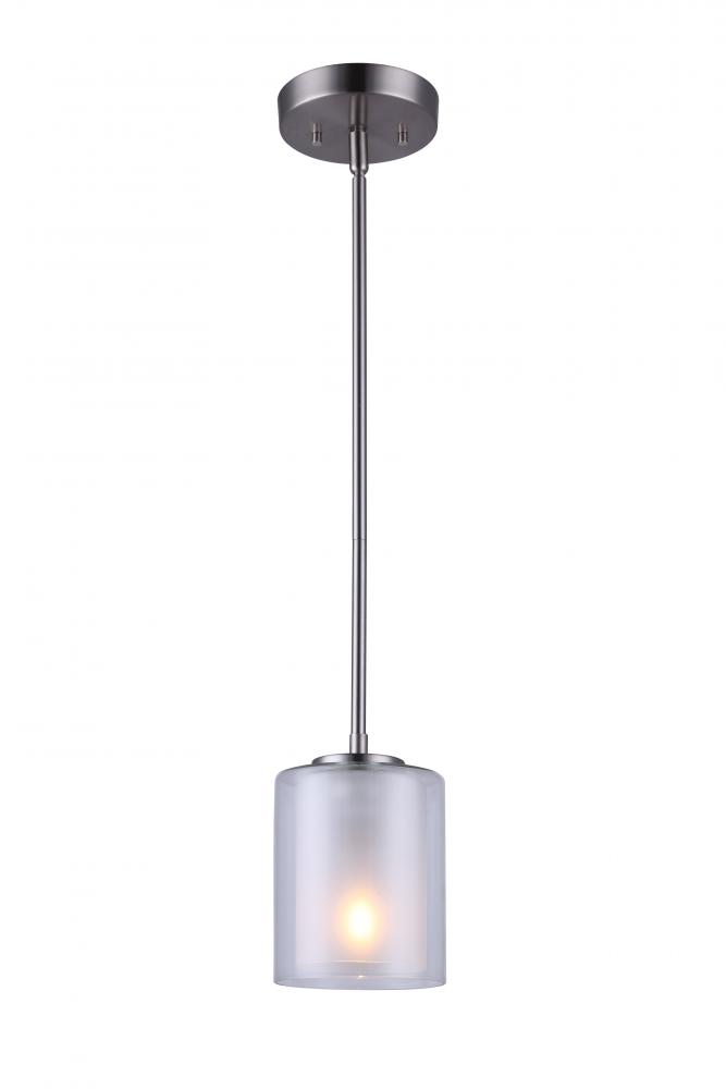 BAY, 1 Lt Rod Pendant, Frosted&Clear Glass, 100W Type A, 5 "x 10-58"