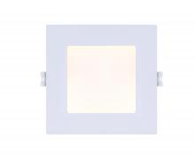 Canarm DL-4-9ER-WH-C - LED Recess Square Downlight, 4" White Color Trim, 9W Dimmable, 3000K, 500 Lumen, Recess mounted