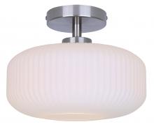  IFM1200A11BN - 1 Lt Flush Mount, Flat Opal Ribbed Glass, 60W Type A, 10.5inch W x 8.625in H,Easy Connect Included