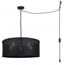  ICH2177B05BK23 - GRANNA, ICH2177B05BK23, MBK Color, 5 Lt 23inch Width Chain Chandelier, Rattan, 60W Type A