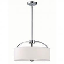 Canarm ICH425A03CH16 - Milano, 3 Lt Rod Chandelier, White Fabric Shade, Frosted Glass Diffuser, 100 W Type A