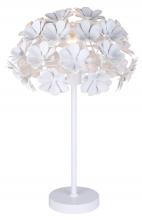  ITL2022B23WH - CASSIA 23 in. White Table Lamp with White Metal Floral Shade and Line Switch