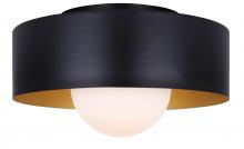  IFM1150A13BK - DAYLON 12.625 in. 1-Light 60-Watt Contemporary Black Flush Mount with Matte Black with Gold