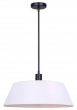  IPL1201A03BK20 - 3 Lt 20inch Width Rod Pendant, White Ribbed Fabric Shade, 60W Type A, 20inch W x 13 - 61inch H