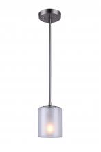 Canarm IPL575A01BN - BAY, 1 Lt Rod Pendant, Frosted&Clear Glass, 100W Type A, 5 "x 10-58"