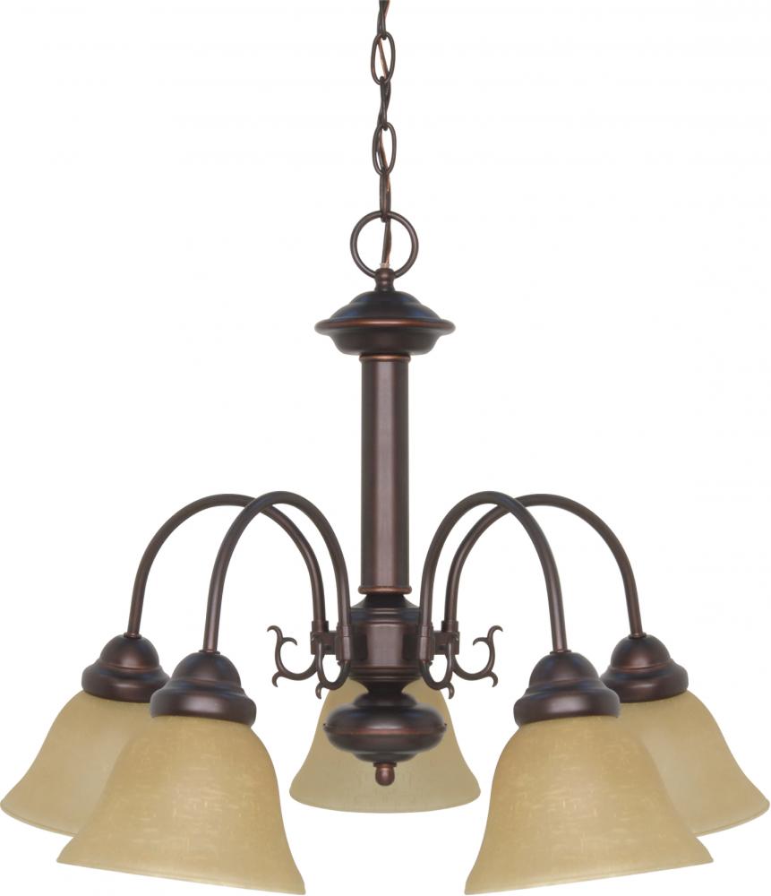 Ballerina - 5 Light Chandelier with Champagne Linen Washed Glass - Mahogany Bronze Finish