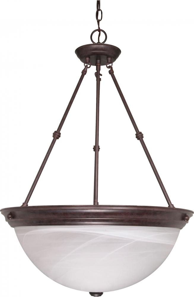 3 Light - 20" Pendant with Alabaster Glass - Old Bronze Finish