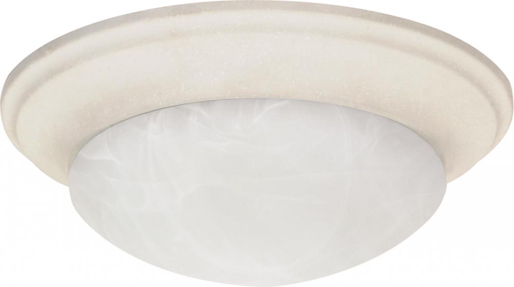 2-Light Medium Dome Twist & Lock Flush Mount Ceiling Light in Textured White Finish with Alabaster