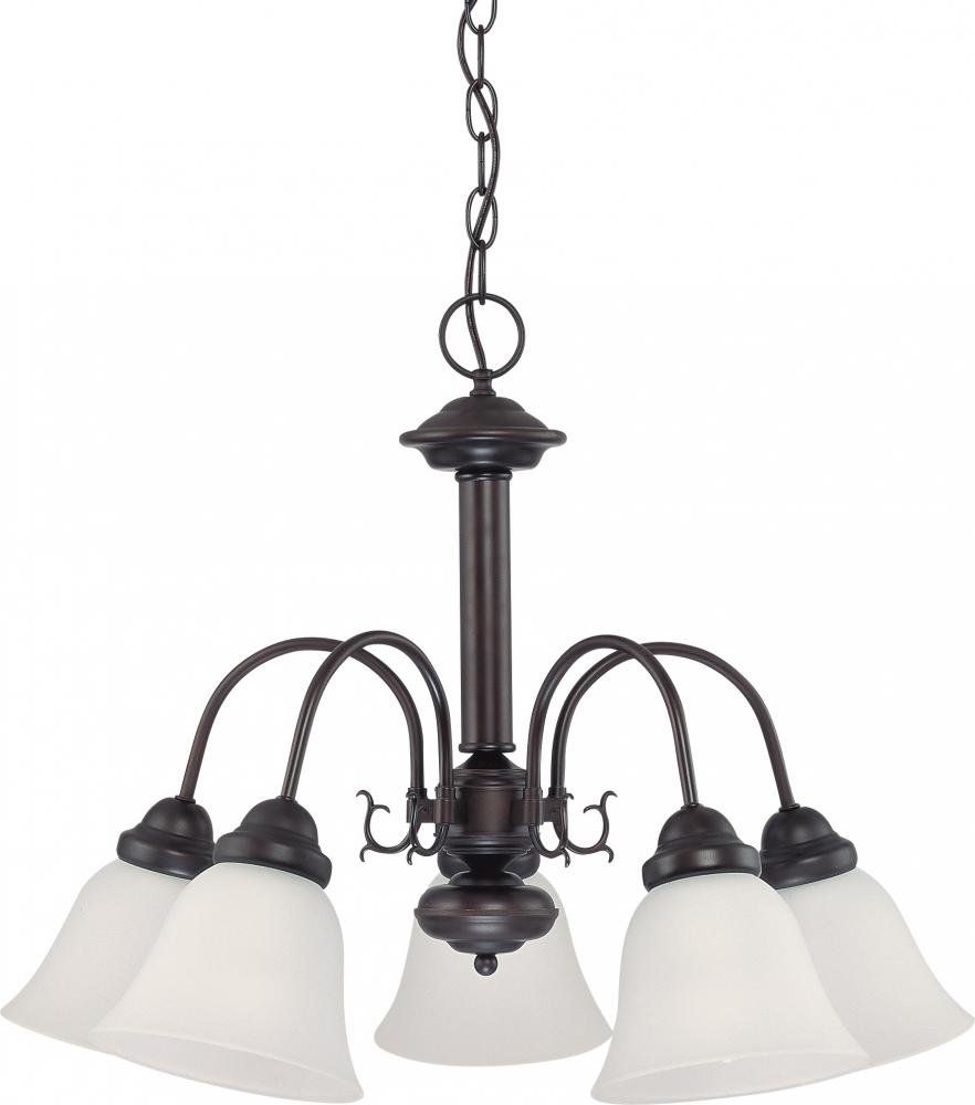 Ballerina - 5 Light Chandelier with Frosted White Glass - Mahogany Bronze Finish