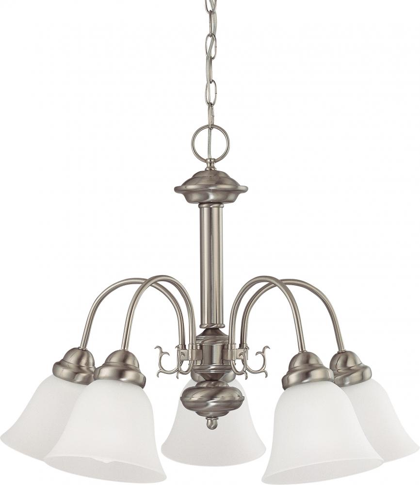 Ballerina - 5 Light Chandelier with Frosted White Glass - Brushed Nickel Finish