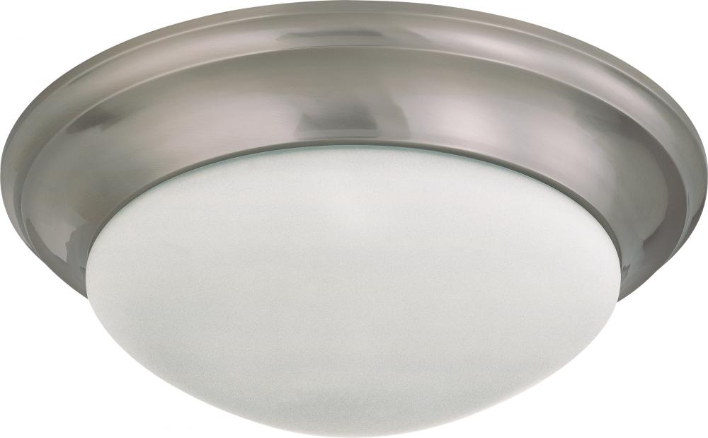 3 Light - 17" Flush with Frosted White Glass - Brushed Nickel Finish