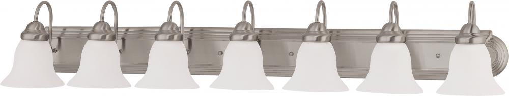 Ballerina - 7 Light 48" Vanity with Frosted White Glass - Brushed Nickel Finish