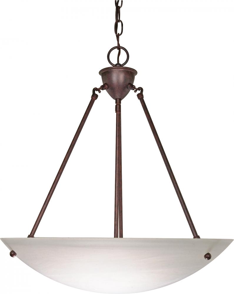 3 Light - 23" Pendant with Alabaster Glass - Old Bronze Finish