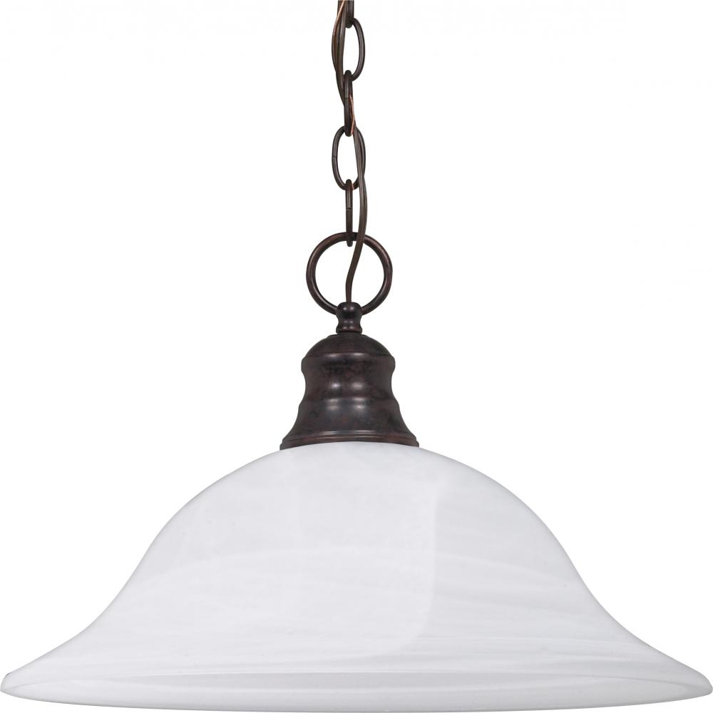 1 Light - 16" Pendant with Alabaster Glass - Old Bronze Finish