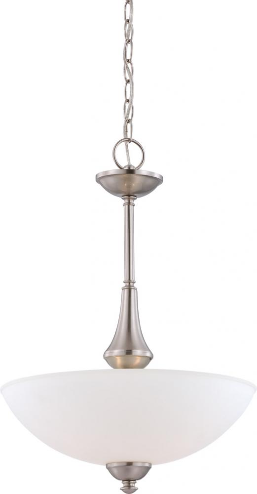Patton - 3 Light Pendant with Frosted Glass - Brushed Nickel Finish
