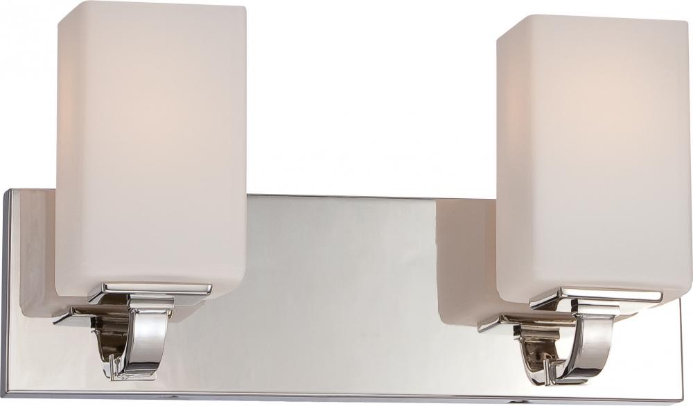 Vista - 2 Light Vanity with Opal Frosted Glass - Polished Nickel Finish
