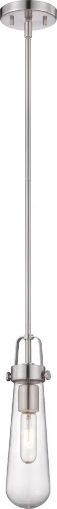 Beaker - 1 Light Mini Pendant with Clear Glass -Brushed Nickel Finish
