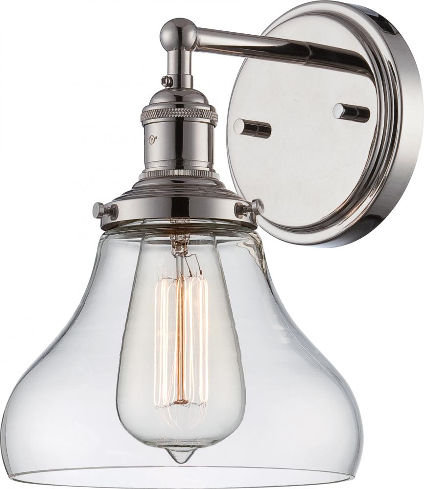 Vintage - 1 Light Sconce with Clear Glass - Polished Nickel Finish