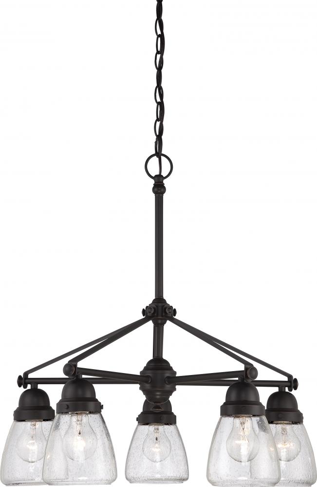 Laurel - 5 Light Chandelier with Clear Seeded Glass - Sudbury Bronze Finish