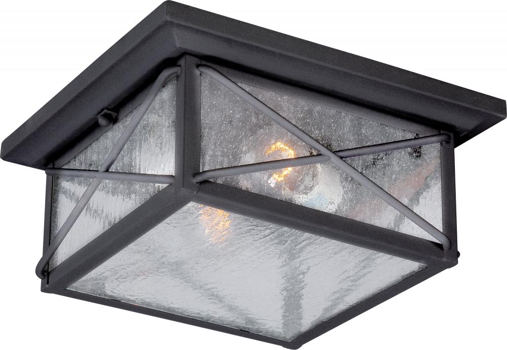 Wingate - 2 Light - Flush with Clear Seed Glass - Textured Black Finish