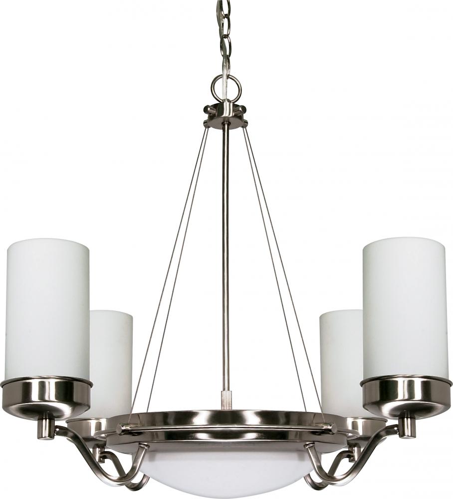 Polaris - 6 Light Chandelier with Satin Frosted Glass - Brushed Nickel Finish