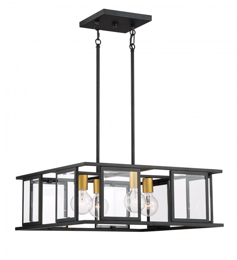 Payne - 4 Light Pendant with Clear Beveled Glass - Midnight Bronze Finish