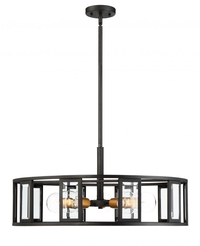 Payne - 5 Light Pendant with Clear Beveled Glass - Midnight Bronze Finish