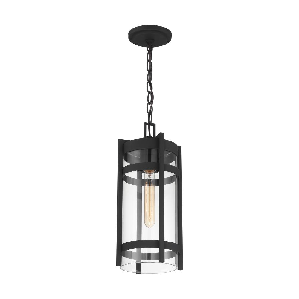 Tofino - 1 Light Hanging Lantern- Clear Glass - Textured Black Finish