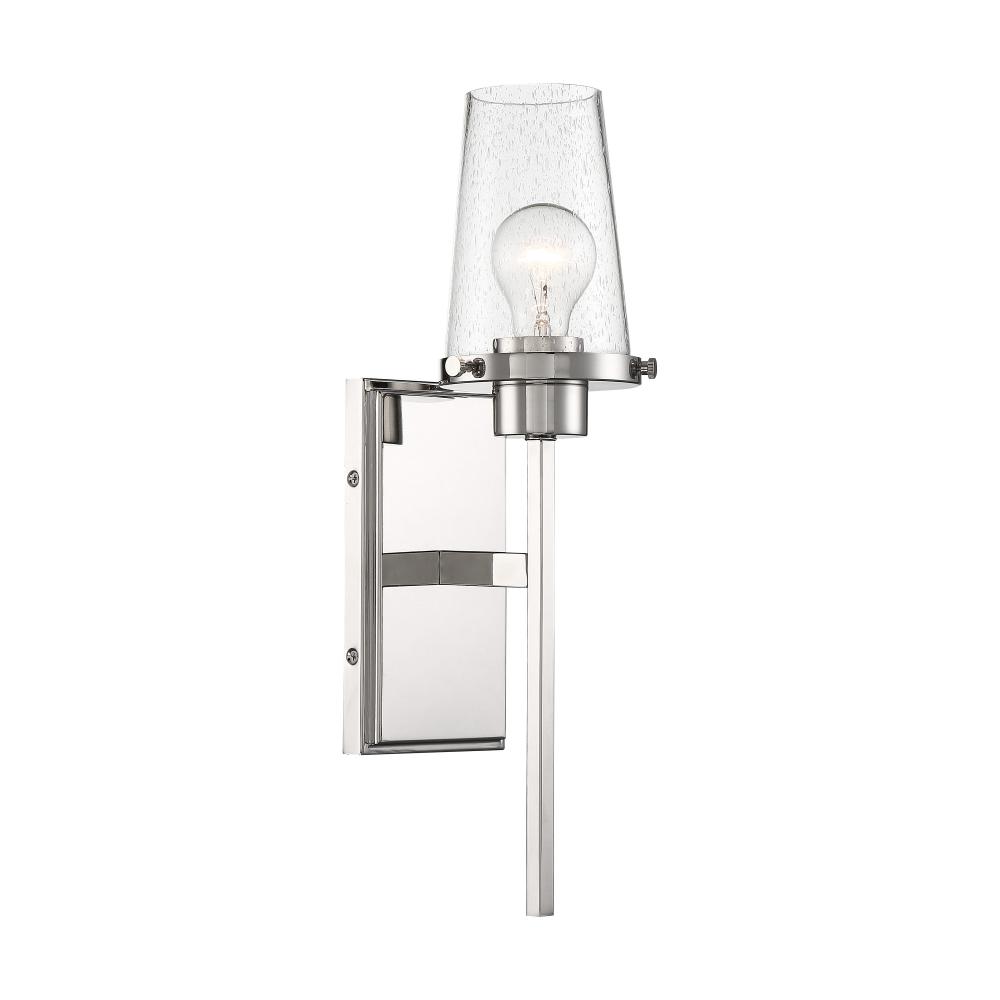 Rector -1 Light Wall Sconce - with Clear Seedy Glass - Polished Nickel Finish