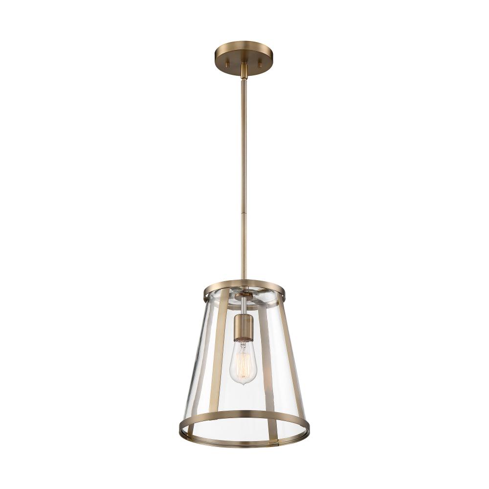 Bruge - 1 Light Pendant - with Clear Glass - Burnished Brass Finish