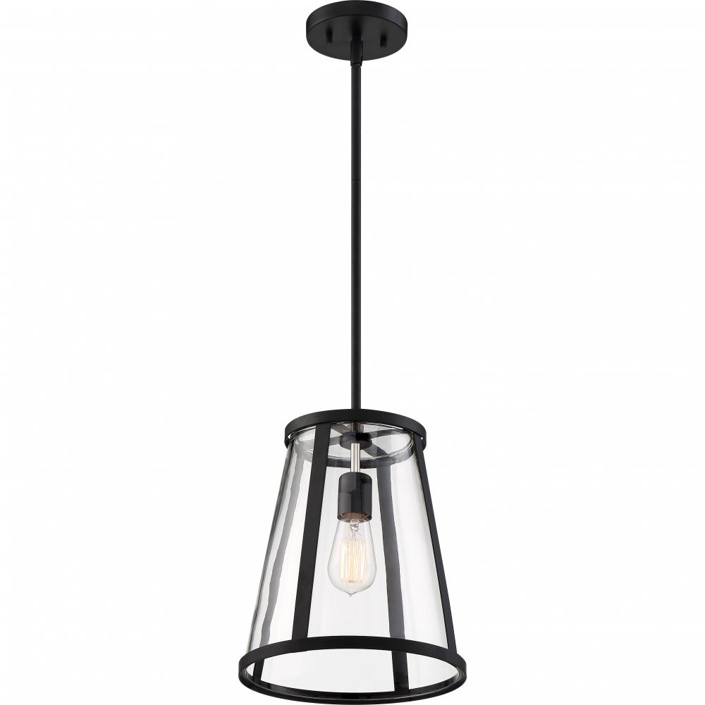 Bruge - 1 Light Pendant - with Clear Glass - Matte Black Finish