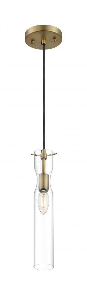Spyglass - 1 Light Mini Pendant with Clear Glass - Vintage Brass Finish