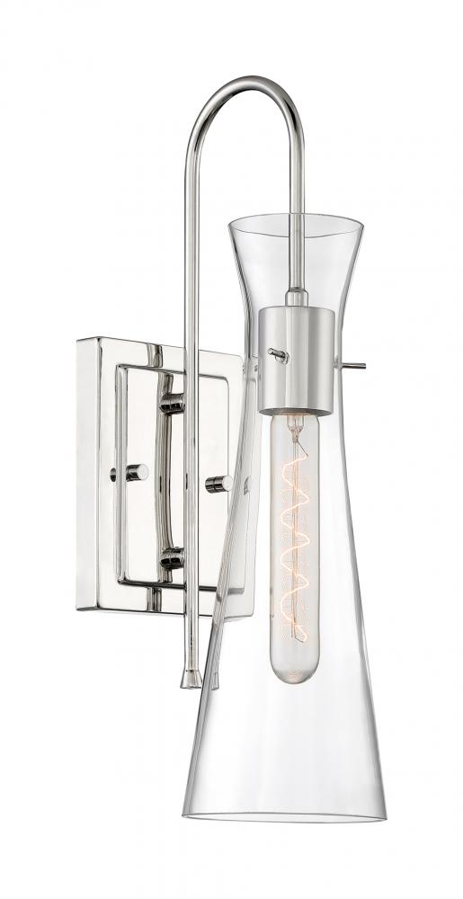 Bahari - 1 Light Sconce with Clear Glass - Polished Nickel Finish