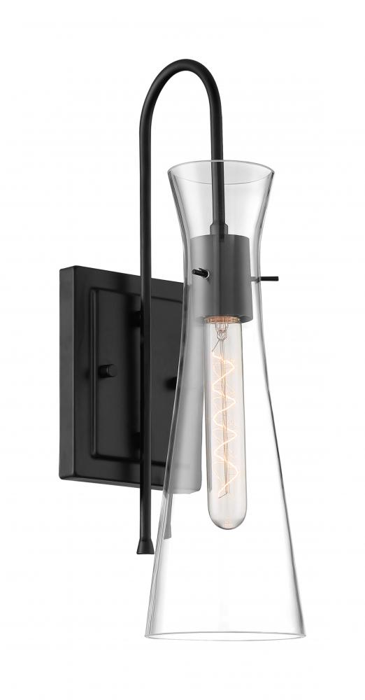 Bahari - 1 Light Sconce with Clear Glass - Black Finish
