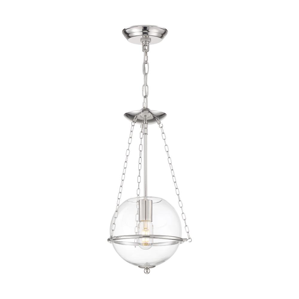 Odyssey - 1 Light Mini Pendant - with Clear Glass - Polished Nickel Finish