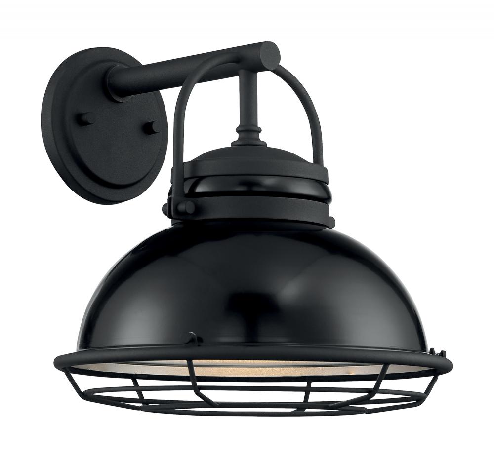 Upton - 1 Light Sconce with- Black and Silver & Black Accents Finish