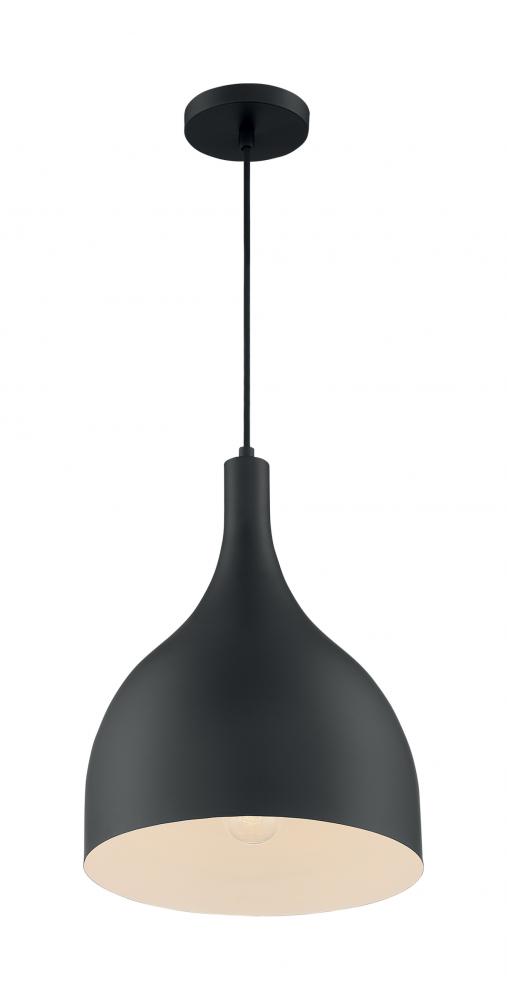 Bellcap - 1 Light Pendant with- Matte Black Finish