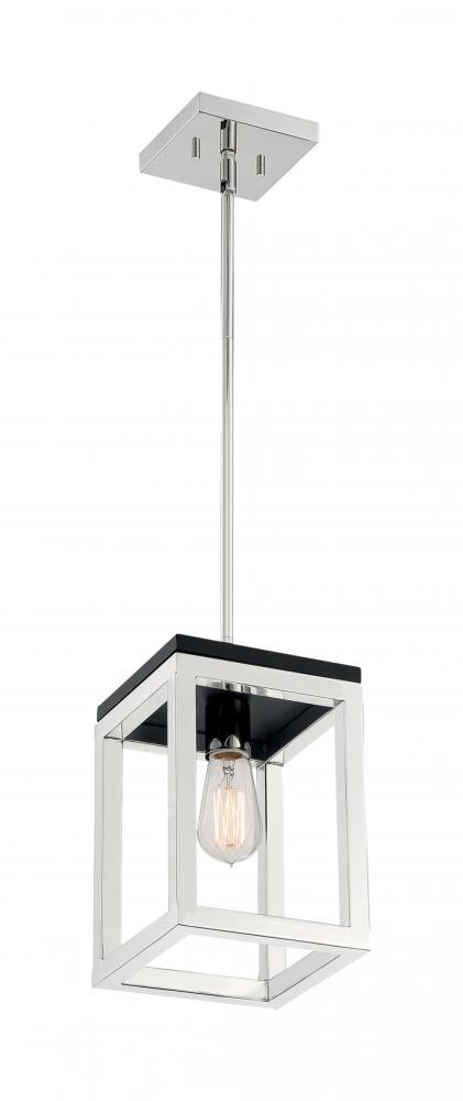 Cakewalk - 1 Light Pendant with- Polished Nickel and Black Accents Finish