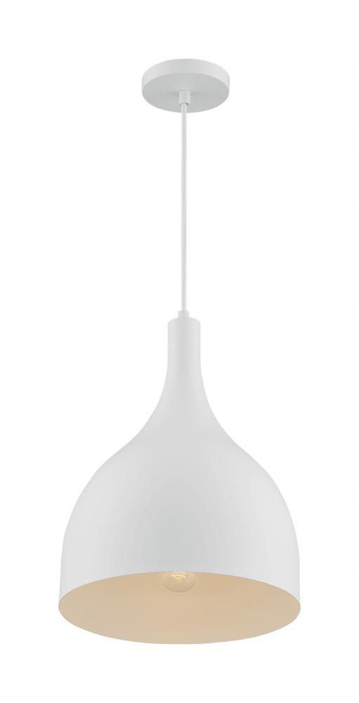 Bellcap - 1 Light Pendant with- Matte White Finish