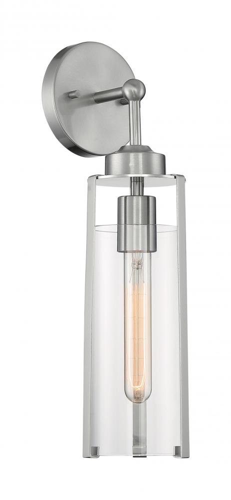 Marina - 1 Light Sconce with Clear Glass - Brushed Nickel Finish