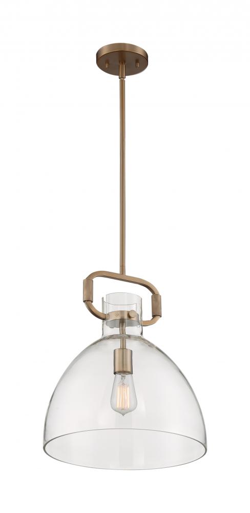 Teresa - 1 Light Pendant with Clear Glass - Burnished Brass Finish