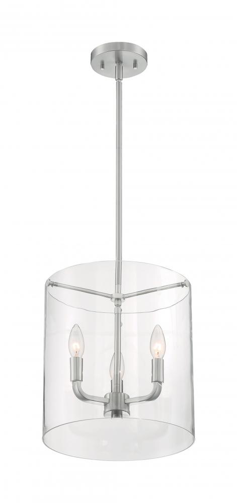 Sommerset - 3 Light Pendant with Clear Glass - Brushed Nickel Finish