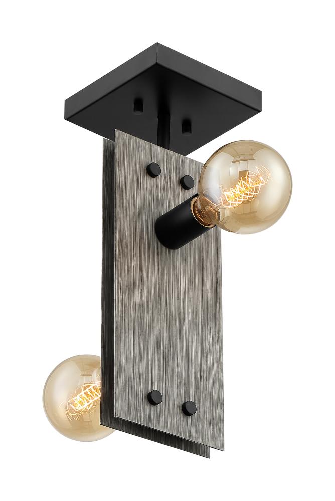 Stella - 2 Light Semi-Flush with- Driftwood and Black Accents Finish
