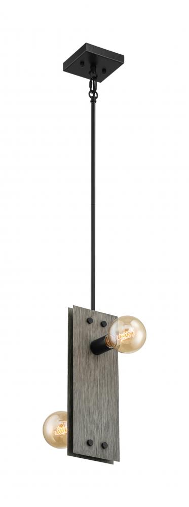 Stella - 2 Light Mini Pendant with- Driftwood and Black Accents Finish