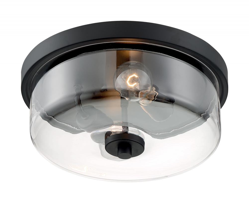 Sommerset - 2 Light Flush Mount with Clear Glass - Matte Black Finish