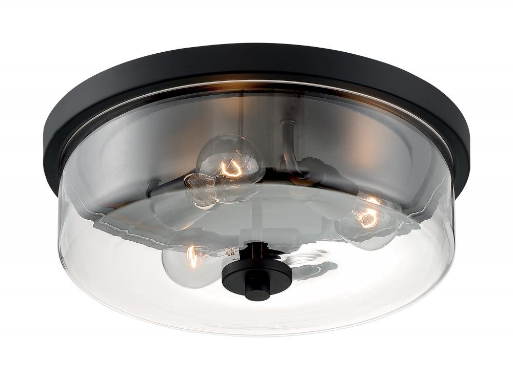 Sommerset - 3 Light Flush Mount with Clear Glass - Matte Black Finish