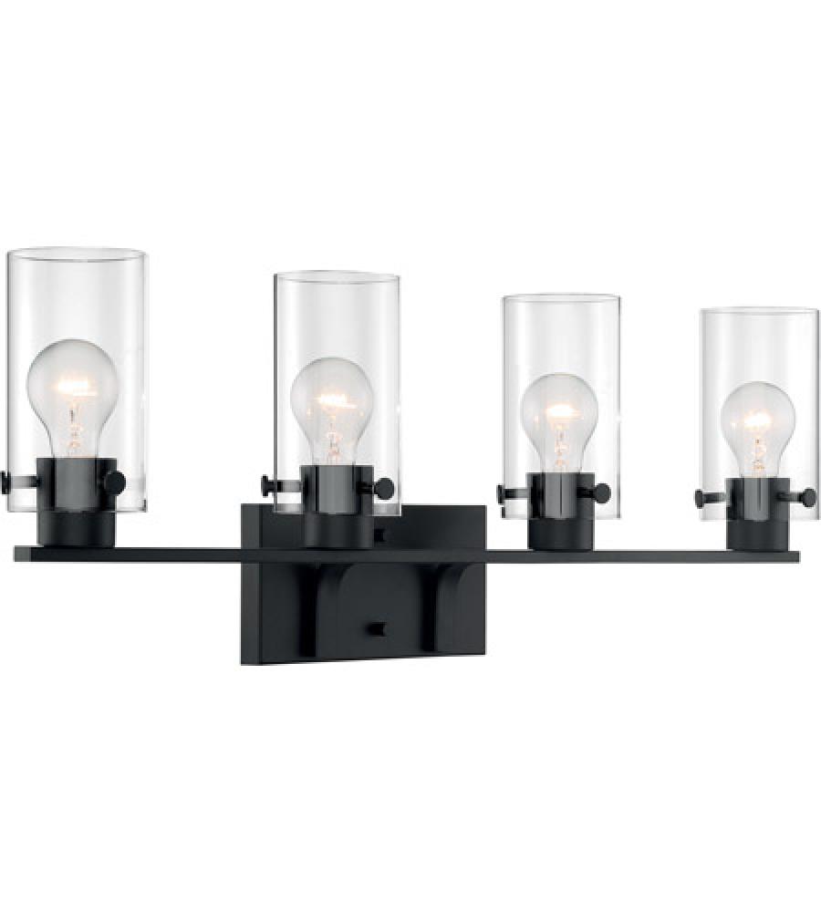 Sommerset - 4 Light Vanity with Clear Glass - Matte Black Finish