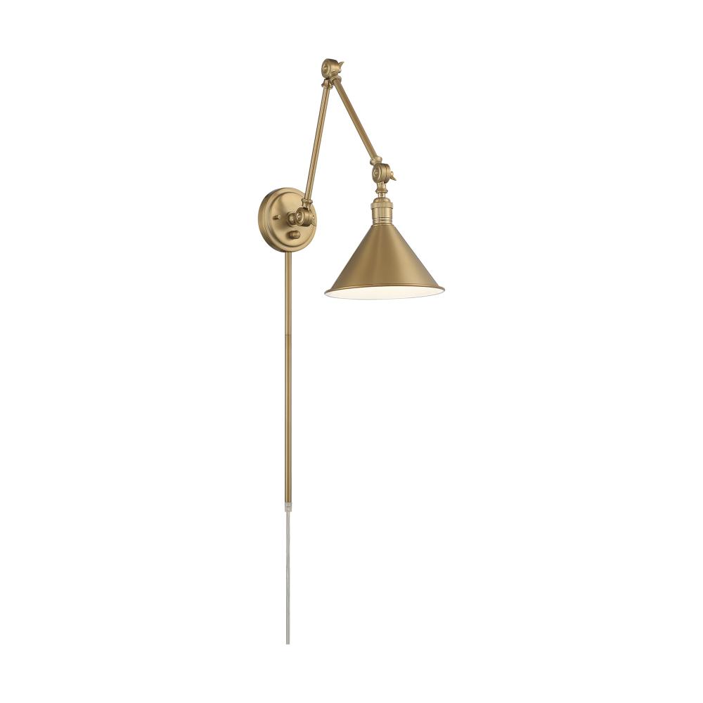 Delancey Swing Arm Lamp; Burnished Brass with Switch