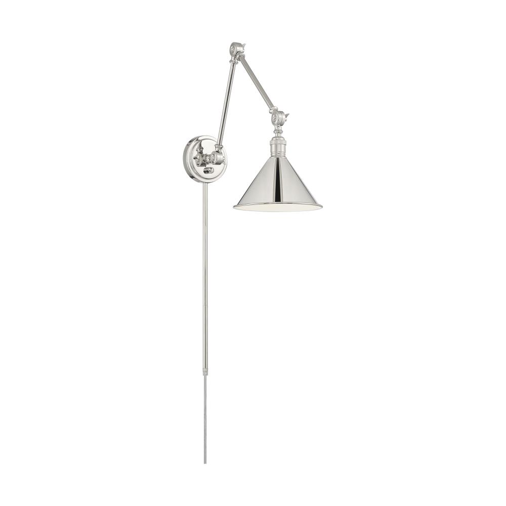 Delancey Swing Arm Lamp; Polished Nickel with Switch